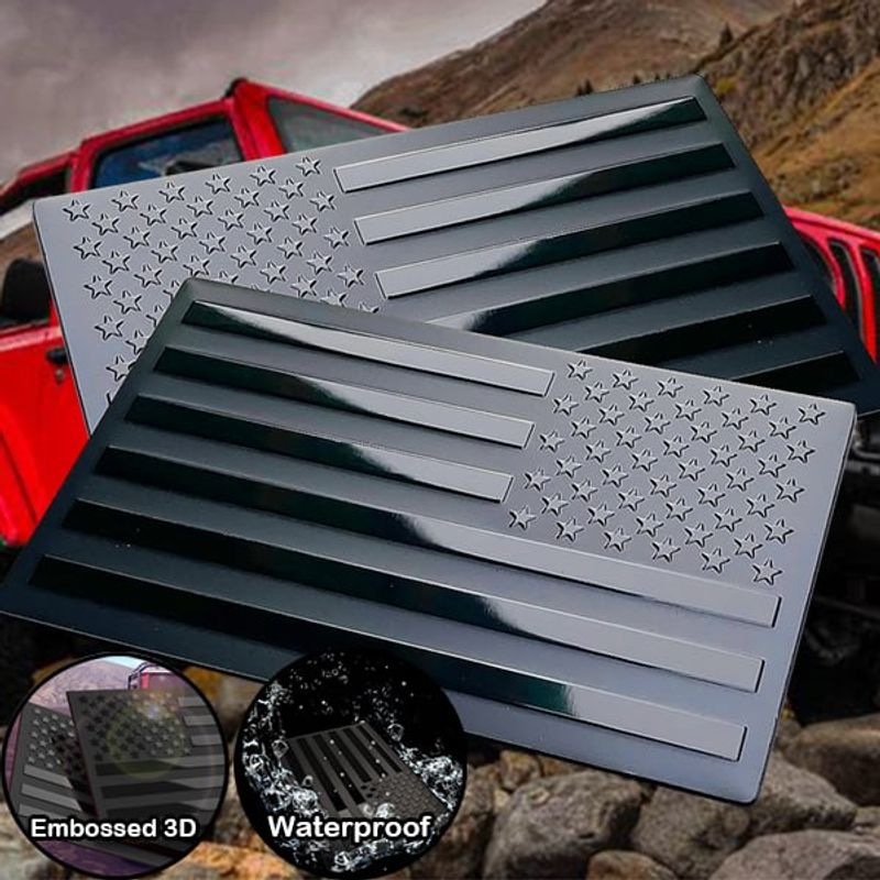 3D All-Black American Flag Emblem Decal